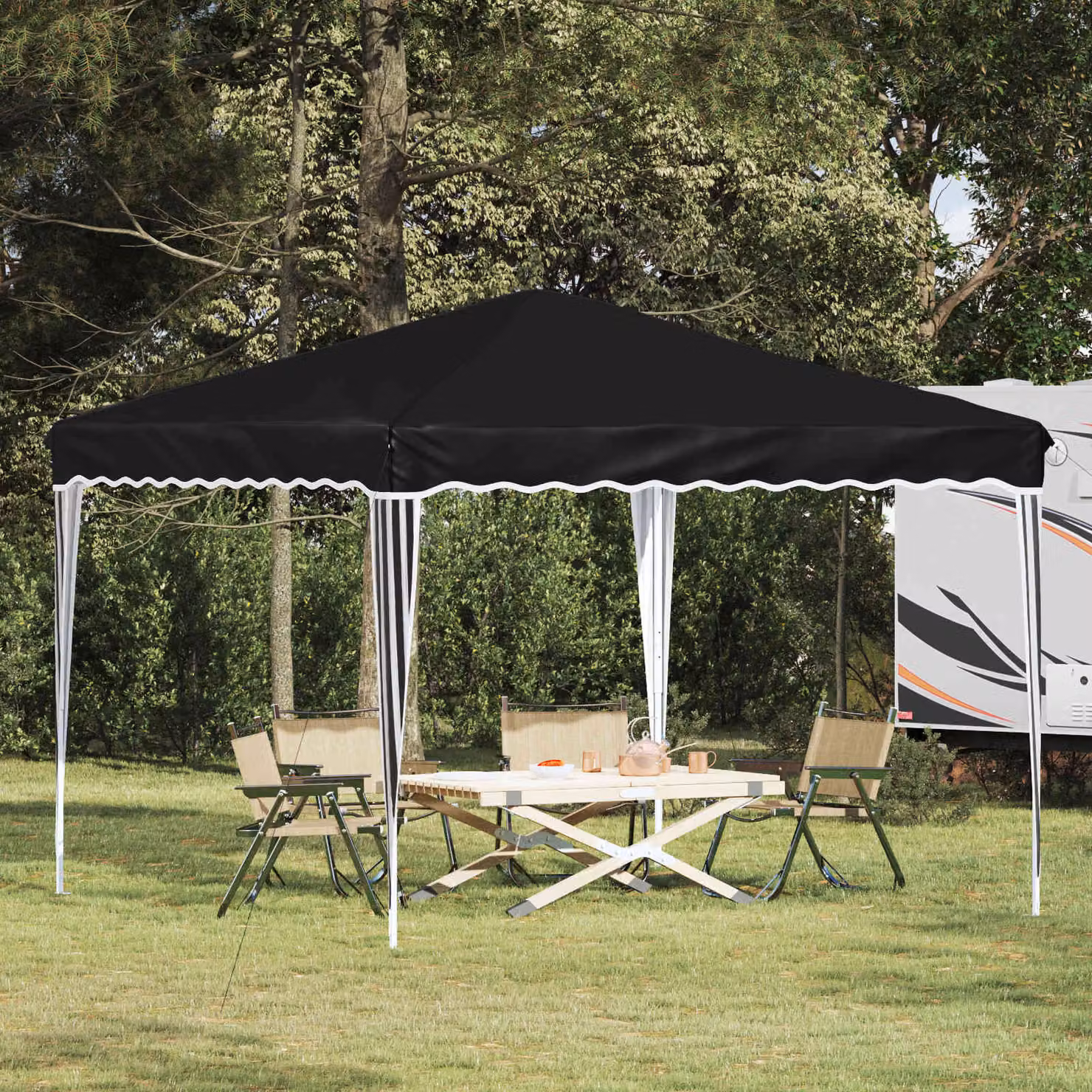 vidaXL Tenda per feste a pop-up in acciaio, colore antracite/nero, L/P/H: 288 x 288 x 245 cm