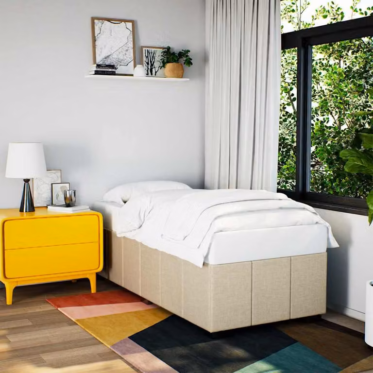vidaXL Giroletto senza Materasso in Tessuto Beige L: 100 cm, P: 200 cm