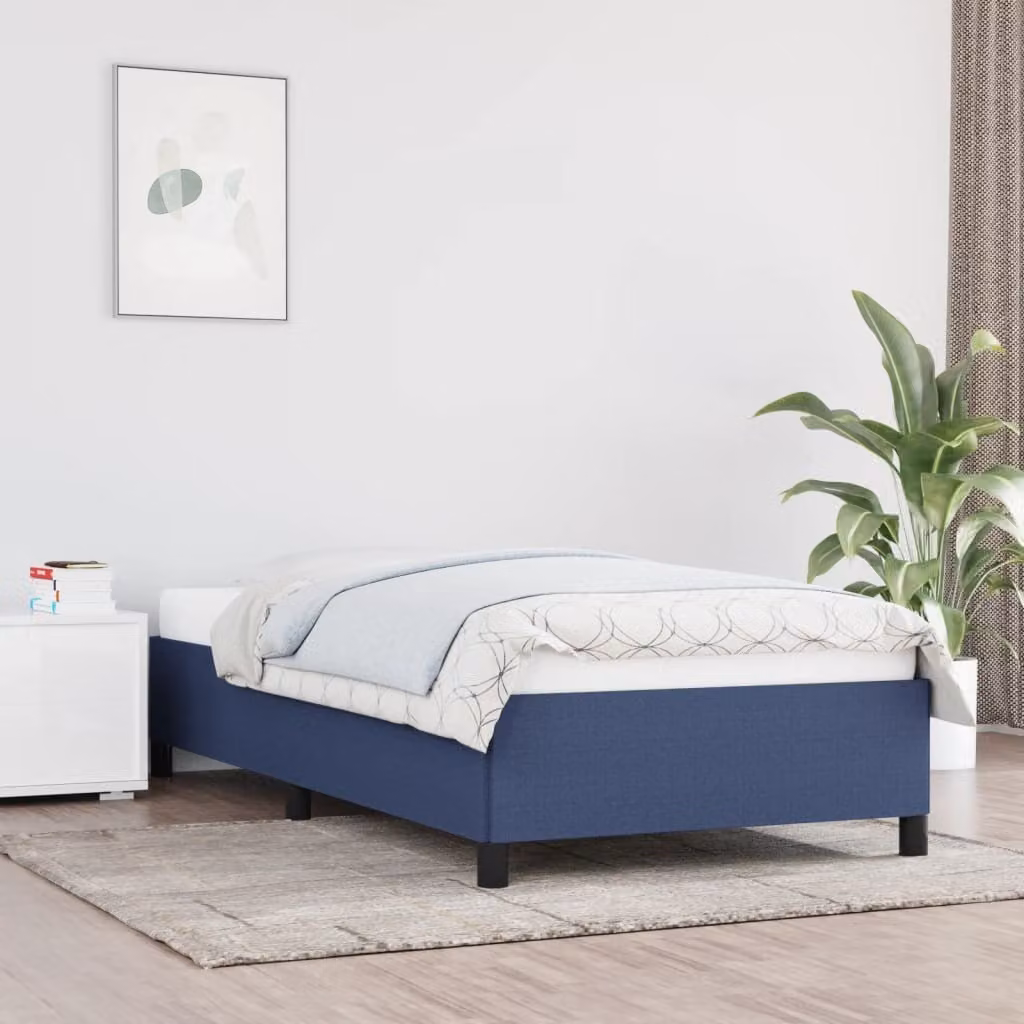 The Living Store Rete da letto in tessuto blu 90x190 cm