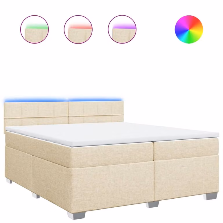 Giroletto a Molle con Materasso Crema 200x200 cm in Tessuto