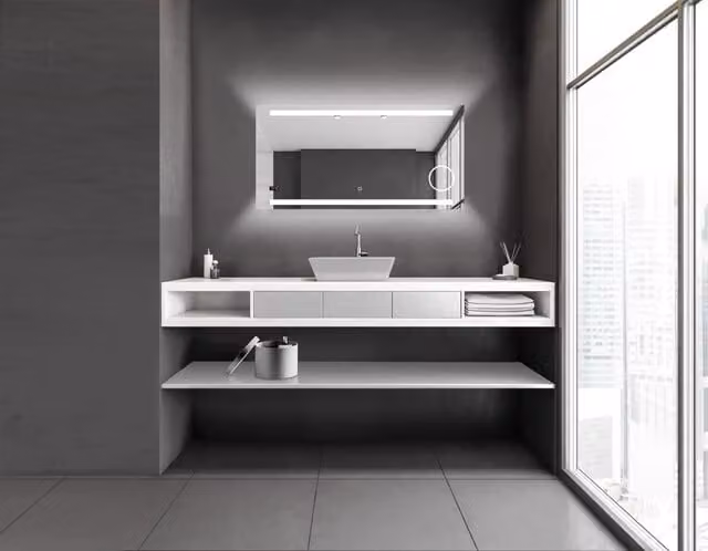 Specchio da bagno a LED TALOS King Specchio da bagno con illuminazione 120x60 cm - Specchio da parete con specchio illuminato per vanità - Colore luce bianco neutro