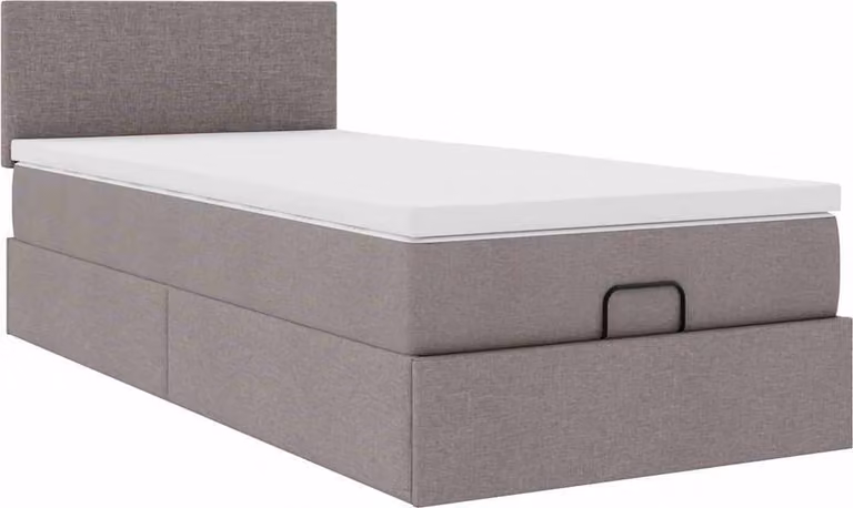 Struttura Letto Pouf con Materasso Tortora 90x190 cm in Tessuto