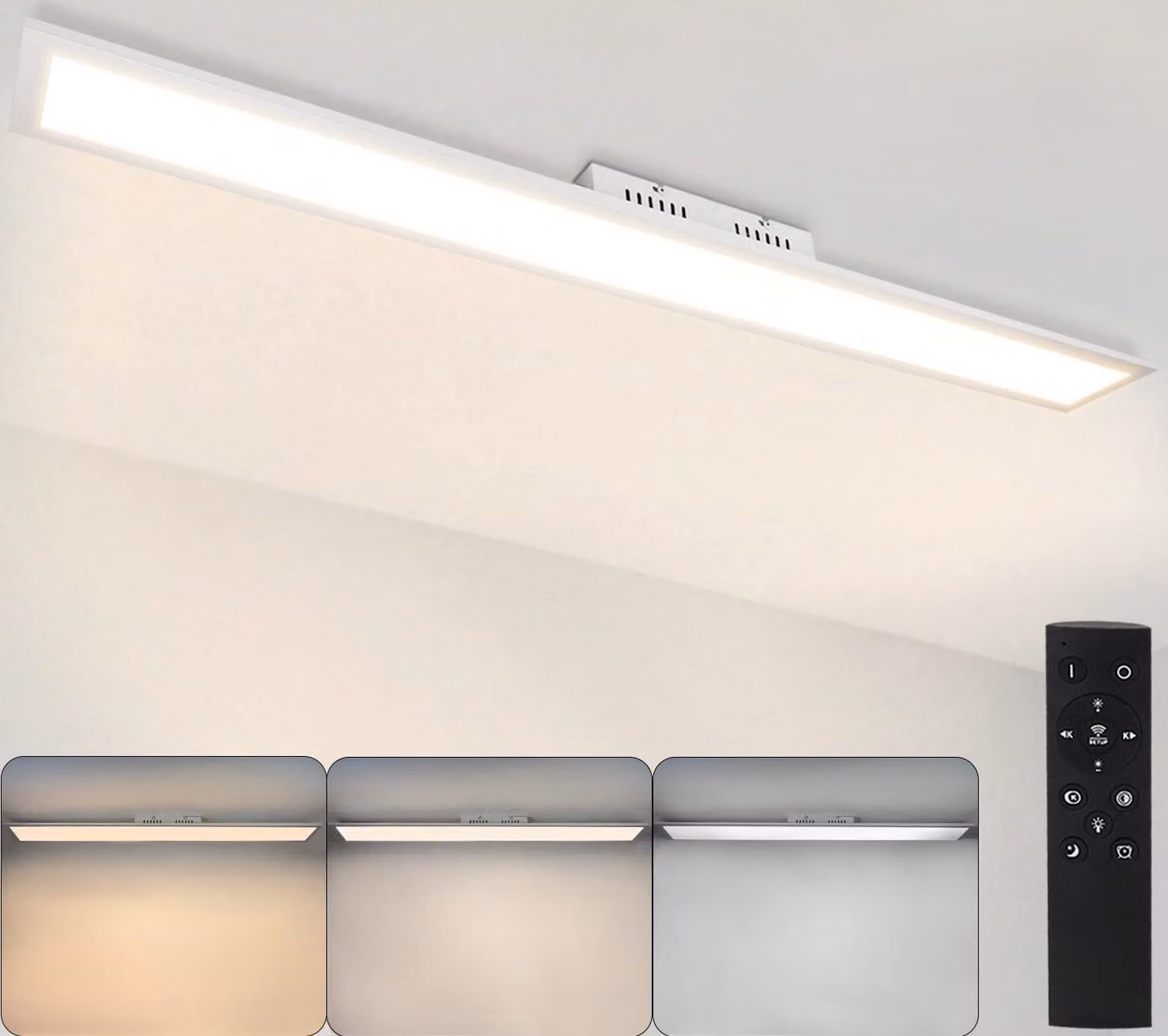 ZMH LED plafoniera pannello dimmerabile 120x15 cm con telecomando 42W pannello da soffitto lampada da soggiorno 3360lm moderna luce notturna lampada da camera da letto