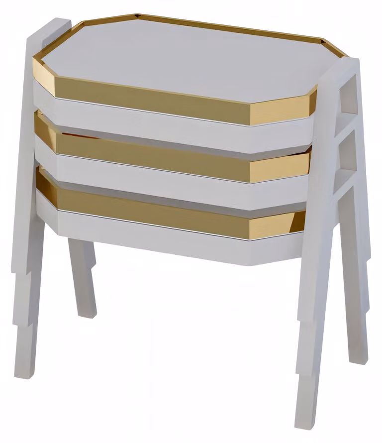 Elegantes weißes Couchtisch-Set aus Holz im modernen Stil