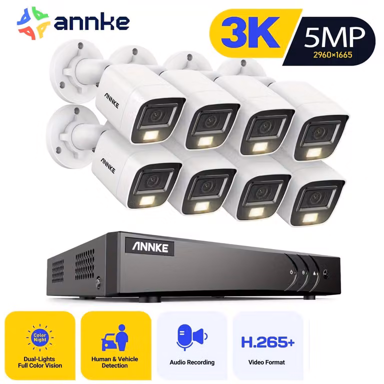 Telecamera di sicurezza da 12MP - Set di 4 telecamere dome IP con rilevamento di persone e veicoli
