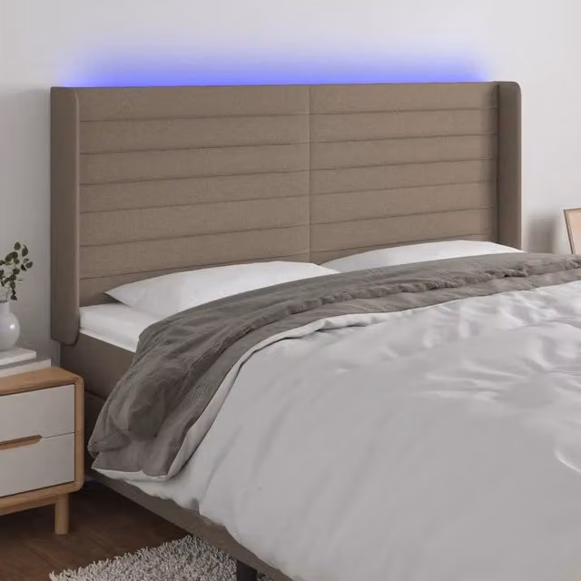 Testiera con LED e porta USB vidaXL in tessuto beige L: 203 cm, P: 16 cm, H: 118-128 cm – 1