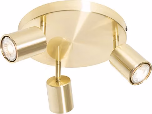 QAZQA - Plafoniera moderna I lampada da soffitto I lampada I apparecchio d'illuminazione ottone regolabile rotondo a 3 luci spot - Java I soggiorno I camera da letto - acciaio rotondo - LED adatto GU10