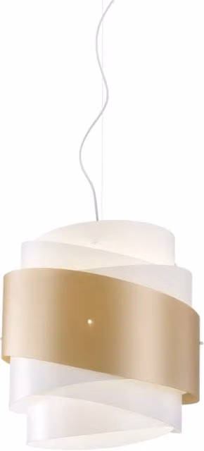 Lampada a sospensione moderna Bea Polilux Linea Zero in metallo oro e cromo, diametro: 40 cm, attacco E27