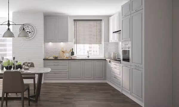 Mobile da cucina 268x305cm grigio/bianco - pietra grigio chiaro Mobile da cucina Cucina completa Cucina componibile