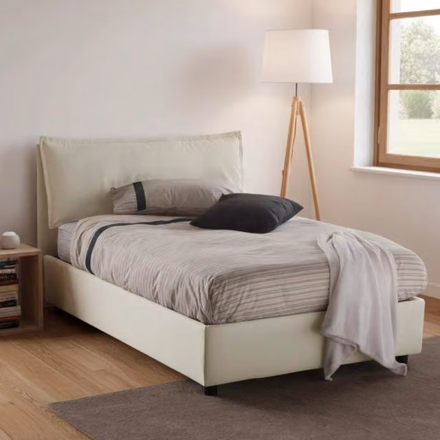 Letto Attinia Talamo Italia con Materasso Incluso, Base a Salire, Beige, L/P/H: 120 x 200 x 35 cm – 1