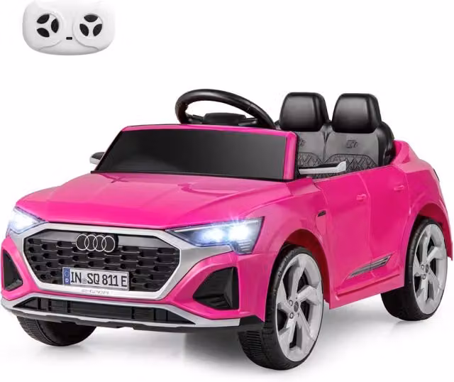 Auto elettrica da guidare per bambini con due modalità di guida e design decappottabile, colore rosa, L/P/H: 98 x 49 x 43 cm