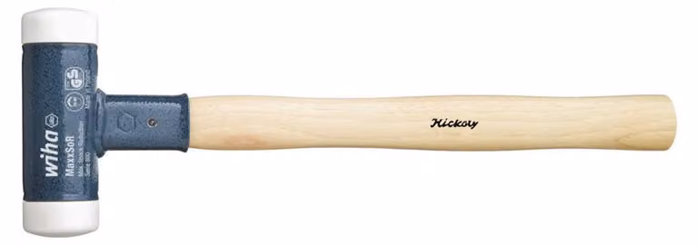 Mazza Wiha soft-face non ribattuta, molto dura con manico in legno di hickory, testa tonda (39012) 50 mm