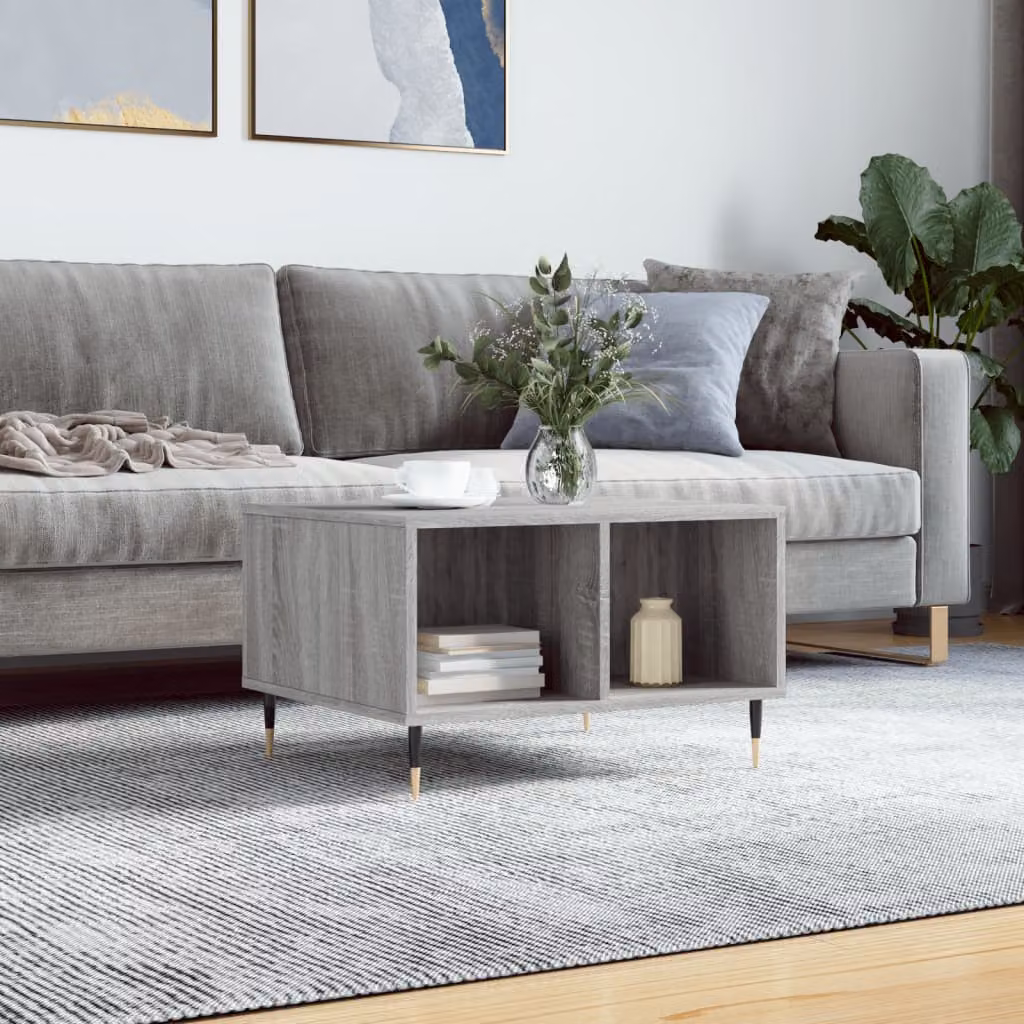 Tavolino da salotto moderno vidaXL in composito e MDF grigio L: 60 cm, P: 50 cm, H: 36,5 cm