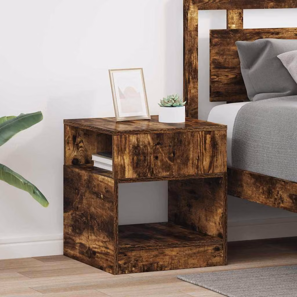 Set di 2 tavolini moderni vidaXL in rovere fumo, L/P/H: 40,5 x 40 x 45 cm