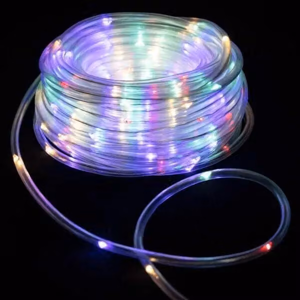 Catena luminosa a LED, 10 metri, RGBY, diametro 5 mm, alimentazione a 3 batterie AA