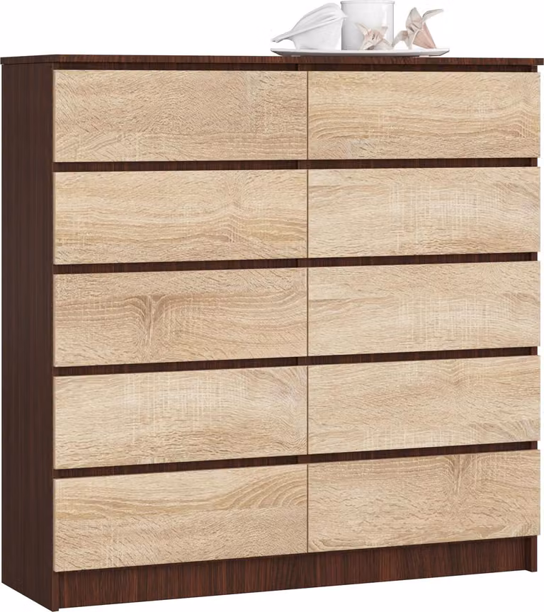 Akord Cassettiera 10 Cassetti Bianca 120X40X121 Cm