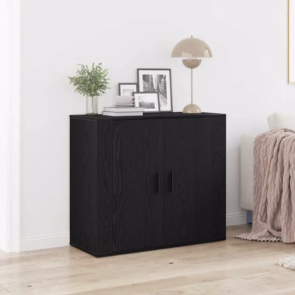 Credenza moderna vidaXL in legno MDF nero L 80 x P 33 x H 70 cm