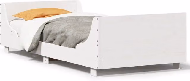 Letto singolo moderno in legno massello di pino bianco lacquered 90x200 cm