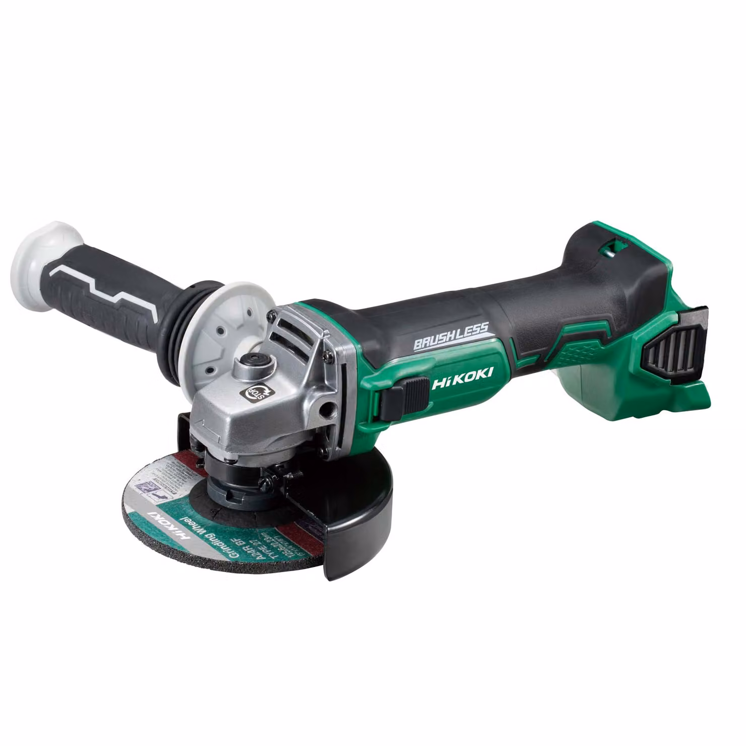 Smerigliatrice angolare a batteria HiKOKI G18DBBLW2Z 18 V 125 mm incl. impugnatura supplementare, flangia di fissaggio e dado, chiave, disco abrasivo, HSC II