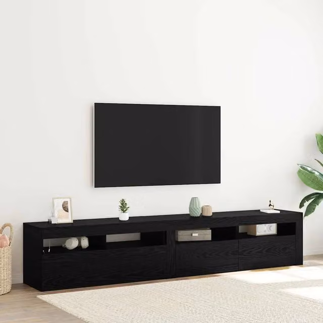 Mobile TV 2 pz-Mobile per TV-Credenza TV Rovere Nero 210 x 35 x 40 cm Legno multistrato