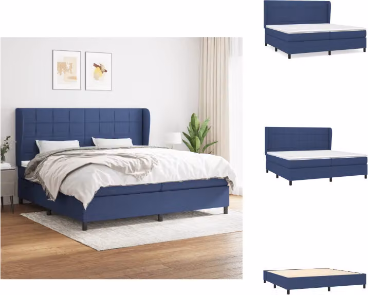 vidaXL Letto a molle con materasso blu 200x200 cm in tessuto - Letti & strutture letto