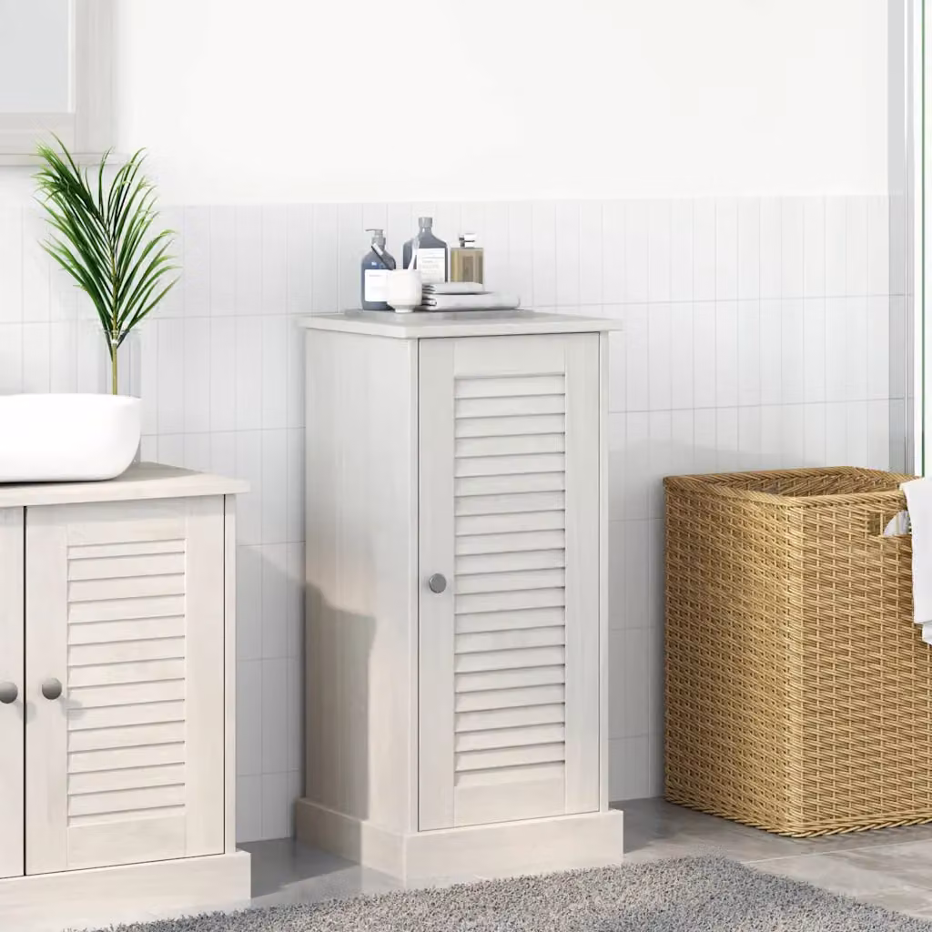 Mobile da bagno vidaXL VIGO in legno di mango e pino, Bianco e Bianco Antico, L/P/H: 37,5 x 34 x 80 cm