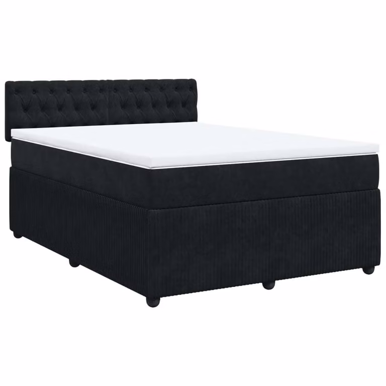 Giroletto a Molle con Materasso Nero 140x200 cm in Velluto