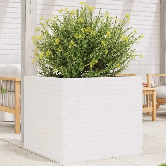 Fioriera da Giardino Bianca 80x80x68,5cm Legno Massello di Pino 3282480