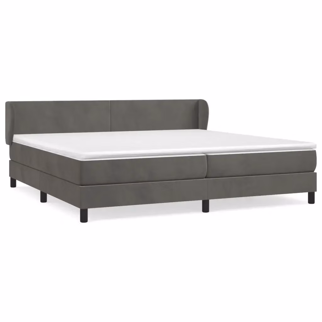 Letto Ibrido con Materasso vidaXL in Velluto Grigio e Bianco, Struttura in Legno di Larice e Metallo, L/P: 200 x 200 cm – 2