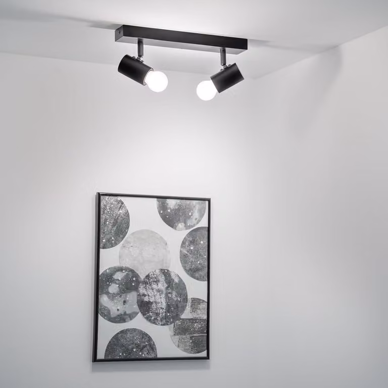Plafoniera LUMILED lampada da soffitto orientabile faretto a 2 fiamme ruotabile, colore nero opaco, 2x attacco E27 max.12W IP20 230V faretto, faretti rotondi