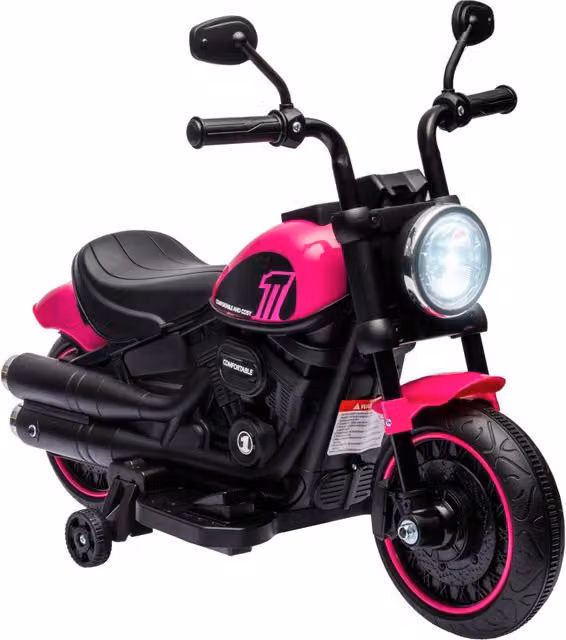 Moto Elettrica Bambini 18-36 Mesi ¨C Xylo ¨C 6V Rosa con Faro e Ruote Ausiliarie