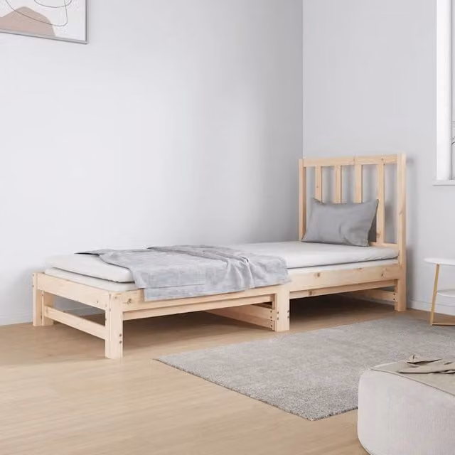 Dormeuse estraibile vidaXL in legno massello di pino color beige, L/P/H: 195.5 x 90 x 182 cm – 1