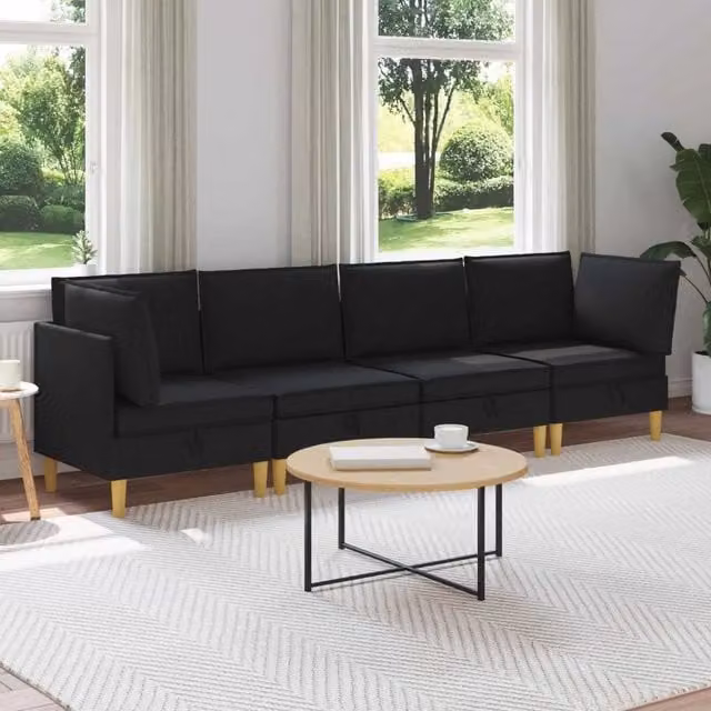 Set di divani modulari con spazio di archiviazione 4 pz Nero 3413684