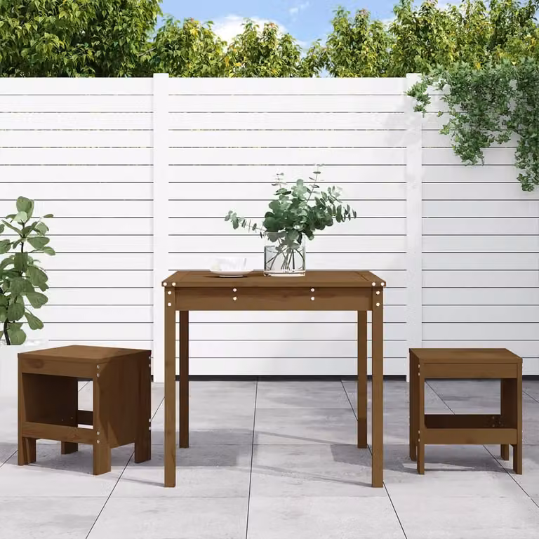 Set da bistrot da giardino vidaXL in legno di pino marrone 3 pezzi