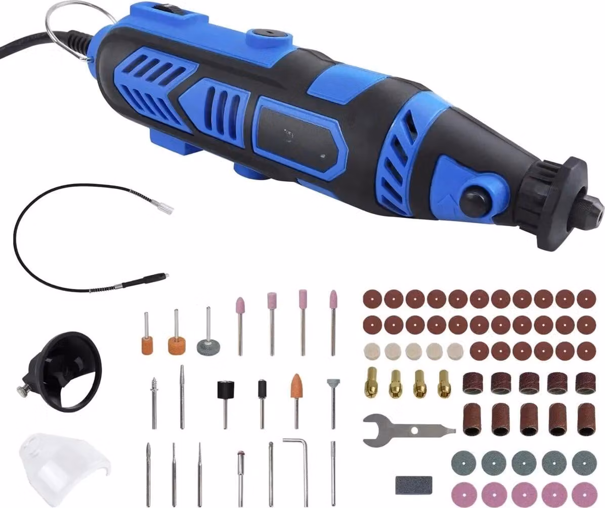 Utensile rotante elettrico Zyren - 135 W - Set di accessori da 80 pezzi - Mini multiutensile - 6 dischi abrasivi - Velocità variabile