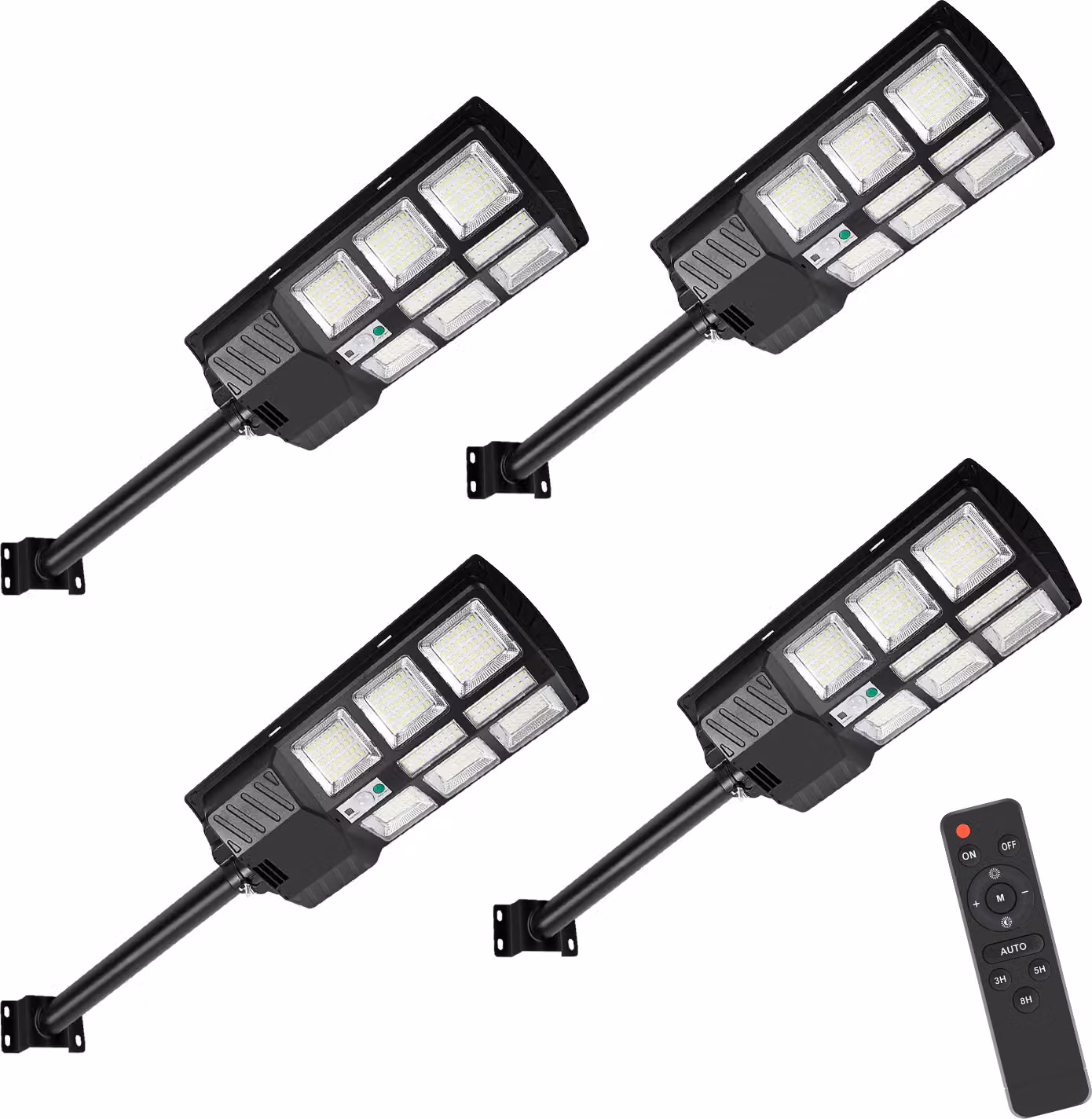 Clanmacy 4X 300W strada luce parete luce solare con rilevatore di movimento strada luce LED