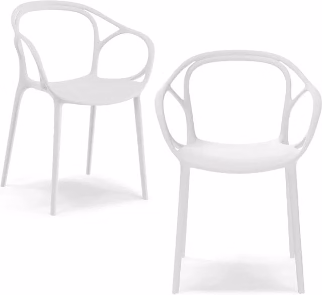 Set di 2 sedie impilabili Redokasa CHIARA in polipropilene design moderno, colore Bianco o Antracite
