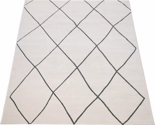 Tappeto Hilal bianco con effetto alto-basso stile scandinavo L: 80 cm, P: 150 cm