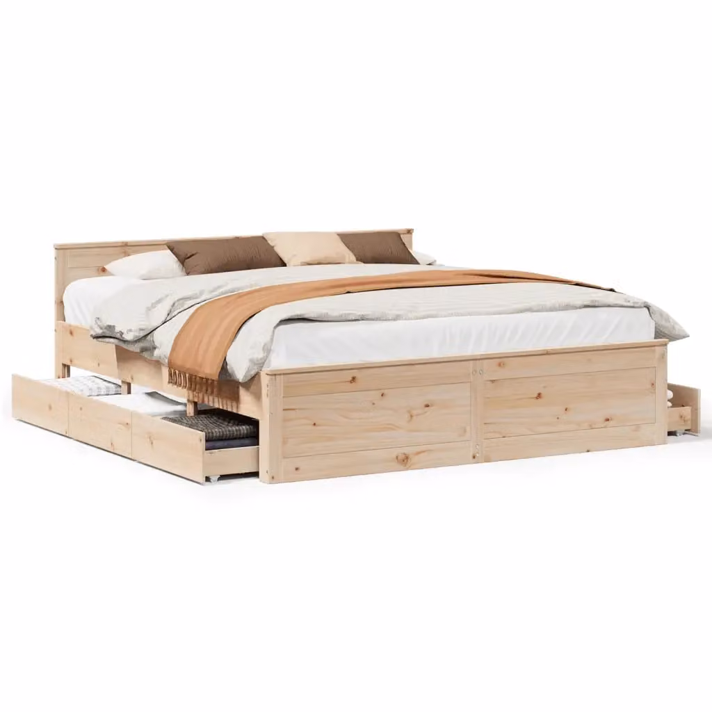 Letto con testiera in legno di pino massello vidaXL L/P/H: 200 x 200 x 206 cm – 2