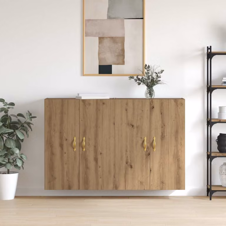 Set di 2 Mobiletti a muro vidaXL in stile moderno, colore Rovere, L: 69,5 cm, P: 34 cm, H: 90 cm