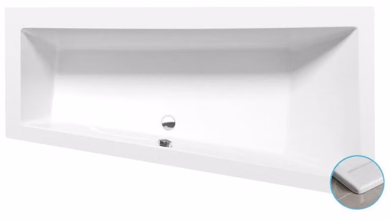 Vasche da bagno Polysan - Vasca da bagno asimmetrica Andra Slim R, 1800x900x450 mm, bianco 78771S