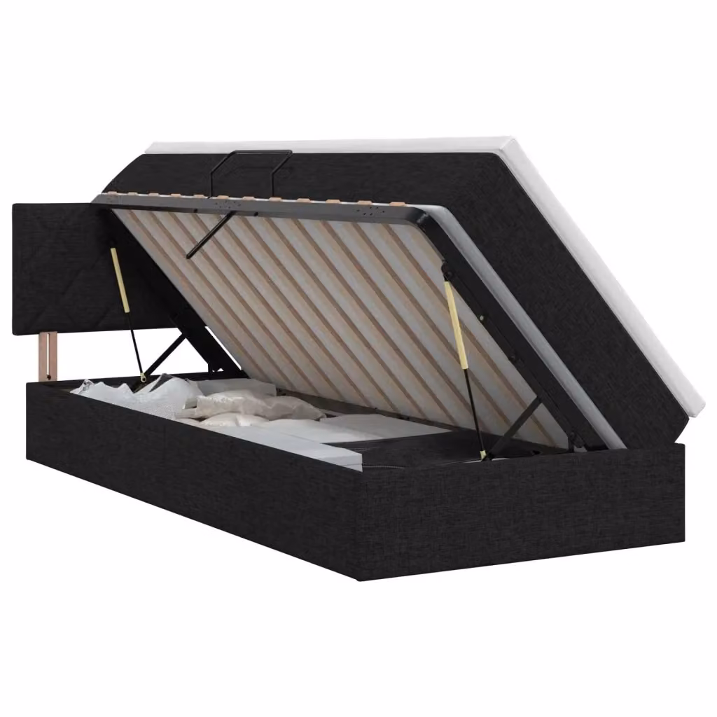 Letto con contenitore e materasso ibrido vidaXL in velluto nero, L 100 x P 200 cm – 2