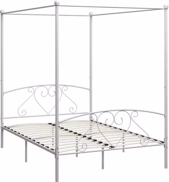 Giroletto Baldacchino senza Materasso-Struttura Letto Bianco 140x200 cm Metallo