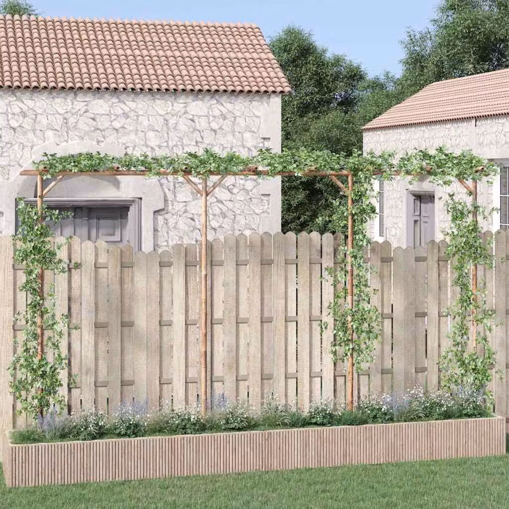 Pergola in bambù vidaXL marrone stile rustico L: 385 cm, P: 40 cm, H: 205 cm