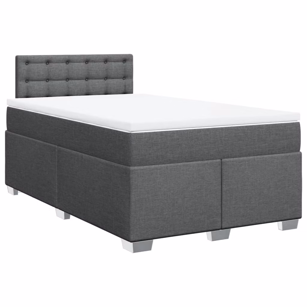 Giroletto a Molle con Materasso Grigio Scuro 120x190cm Tessuto
