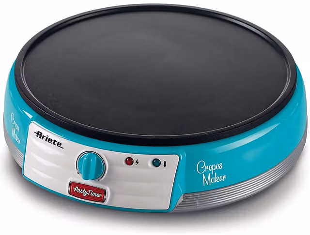 Crepiera elettrica Ariete Party Time da 1000W con piastra da 31 cm, colore celeste