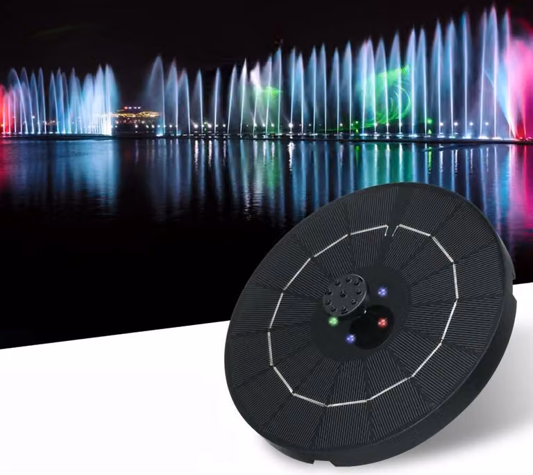3.8W pompa fontana solare all'aperto LED cerchio energia solare canale galleggiante con luci colorate per la decorazione del giardino laghetto acquario - 2200MA batteria