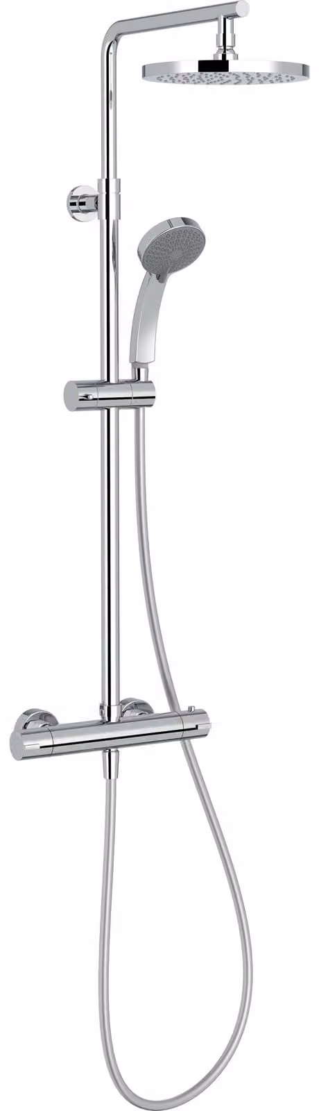 Termostato per doccia, colonna da 20 cm, soffione, doccetta manuale a 4 getti, cromata