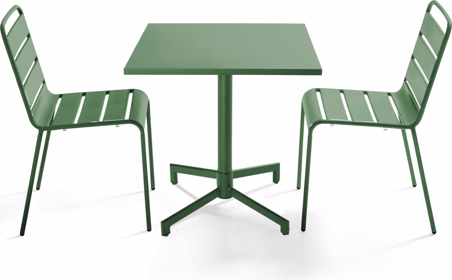 Set tavolo e 2 sedie da giardino in metallo da 70 cm verde cactus - Oviala Palavas