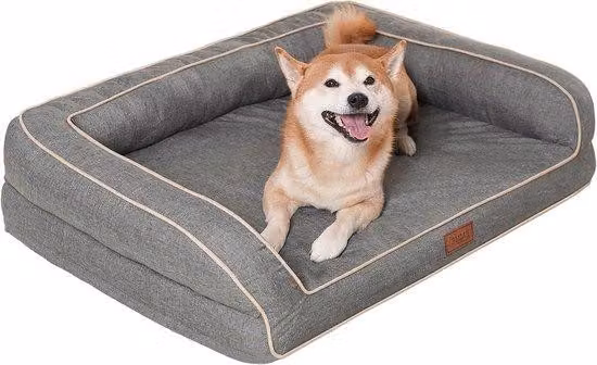 Cuccia impermeabile per cani - Taglia media - 686 x 508 x 178 cm - Grigio con rivestimento in cotone sfoderabile - Lavabile - Cuscino in schiuma a forma di uovo